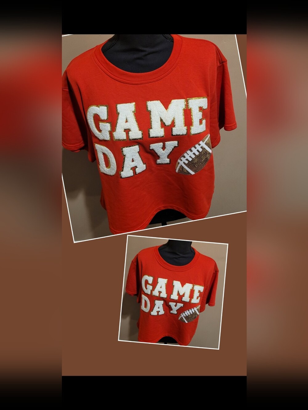 She + Sky Red "Game Day" Cropped Tee